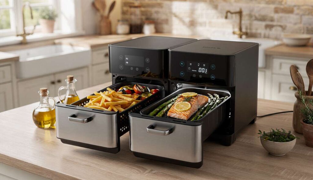 Neue Airfryer mit Doppelkammer: Zwei Gerichte gleichzeitig – lohnt sich das Upgrade?