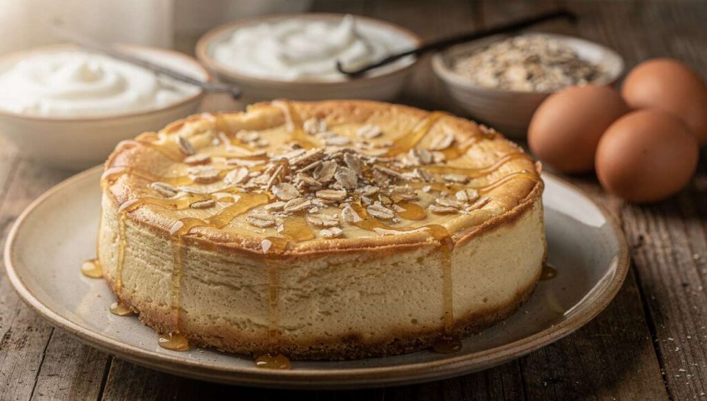 Protein-Käsekuchen ohne Boden: Das Rezept mit nur drei Zutaten aus Skyr und Haferflocken