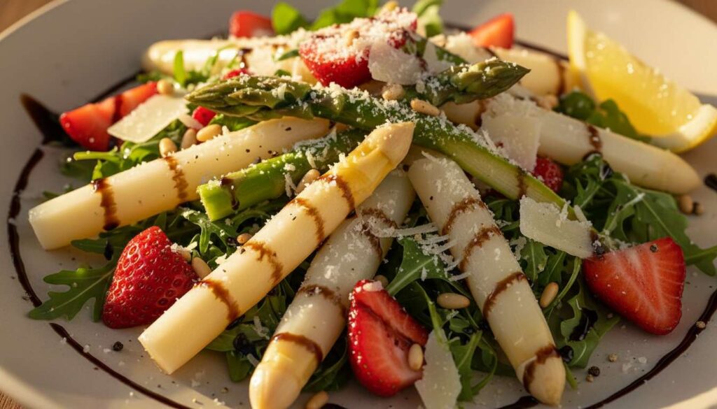 Spargelsalat mit Erdbeeren und Balsamico, das Frühlingsrezept das gerade alle nachkochen