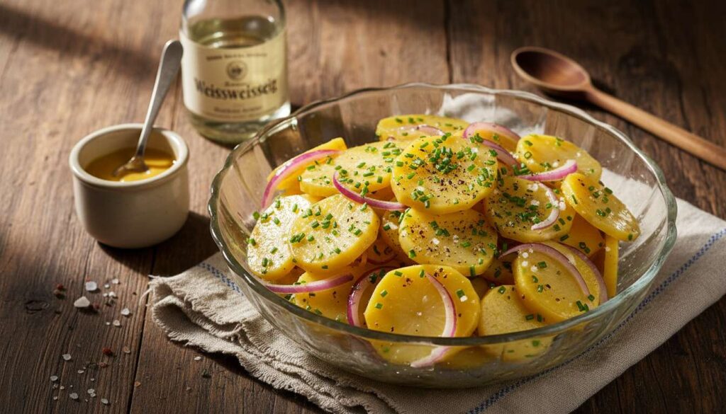 Kartoffelsalat wie bei Oma, mit diesem Trick wird die Brühe richtig aufgesogen