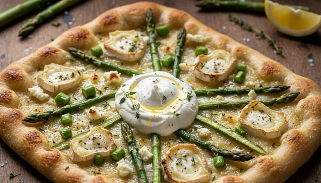 Schnelle Flammkuchen mit Spargel und Ziegenkäse: Fertig in nur 15 Minuten