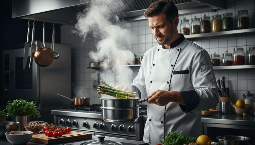 Warum Profiköche Spargel nie im kochenden Wasser, sondern im Dampf garen