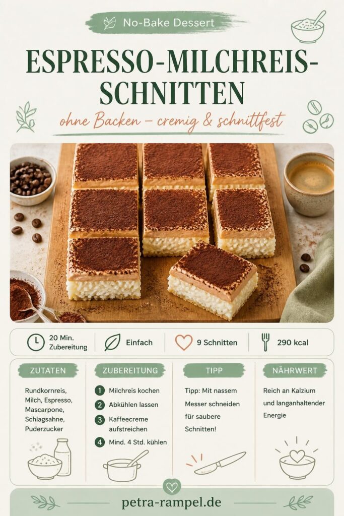 Espresso-Milchreis-Schnitten ohne Backen – No-Bake-Rezept von petra-rampel.de